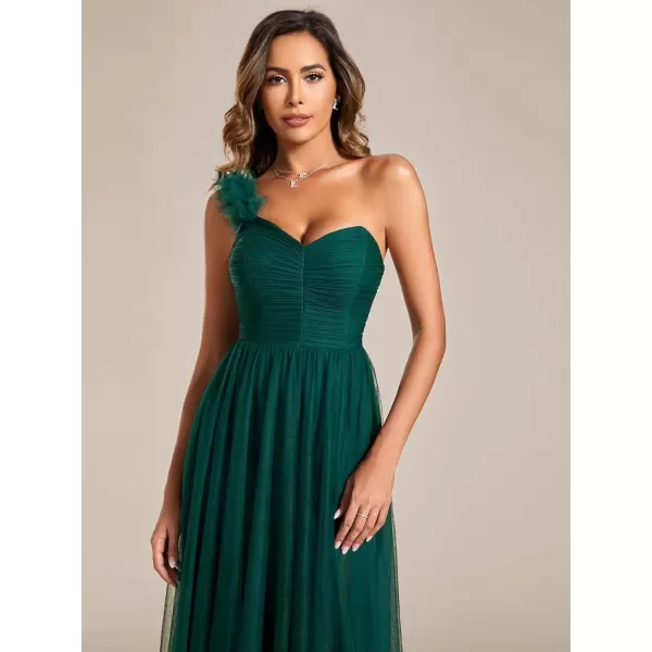 imageEverPretty Womens One Shoulder Sleeveless Pleated ALine Floor Length Bridesmaid Dresses 01911Green