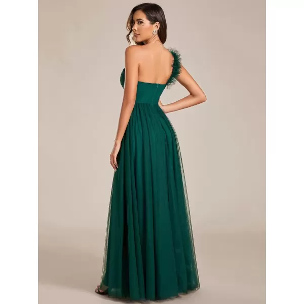 imageEverPretty Womens One Shoulder Sleeveless Pleated ALine Floor Length Bridesmaid Dresses 01911Green