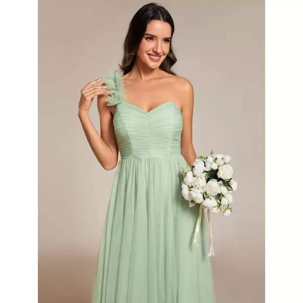 imageEverPretty Womens One Shoulder Sleeveless Pleated ALine Floor Length Bridesmaid Dresses 01911Mint Green