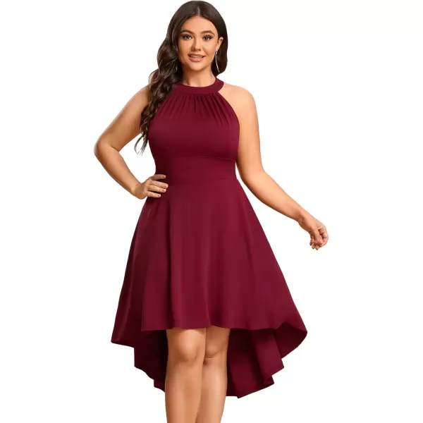 imageEverPretty Womens Summer ALine Halter Plus Size Sundresses Causal Cocktail Dress 01782PZBurgundy