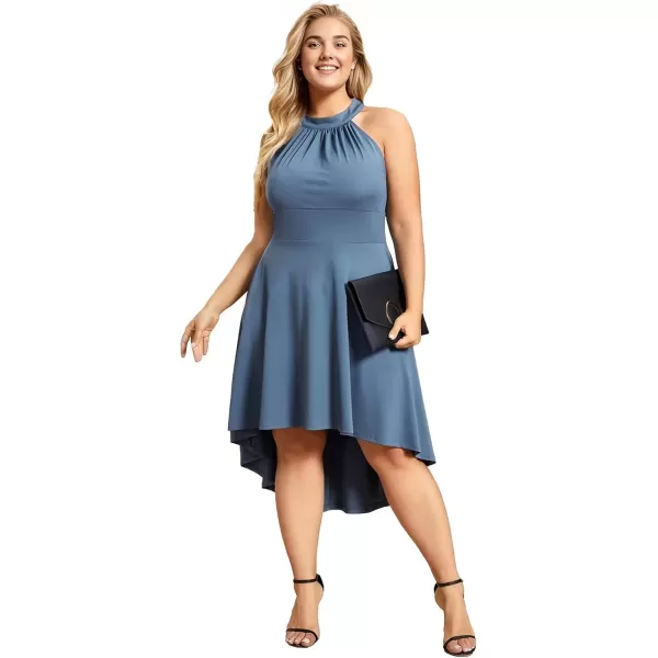 imageEverPretty Womens Summer ALine Halter Plus Size Sundresses Causal Cocktail Dress 01782PZDusty Navy