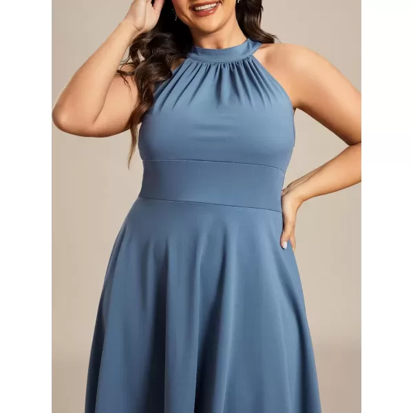 imageEverPretty Womens Summer ALine Halter Plus Size Sundresses Causal Cocktail Dress 01782PZDusty Navy