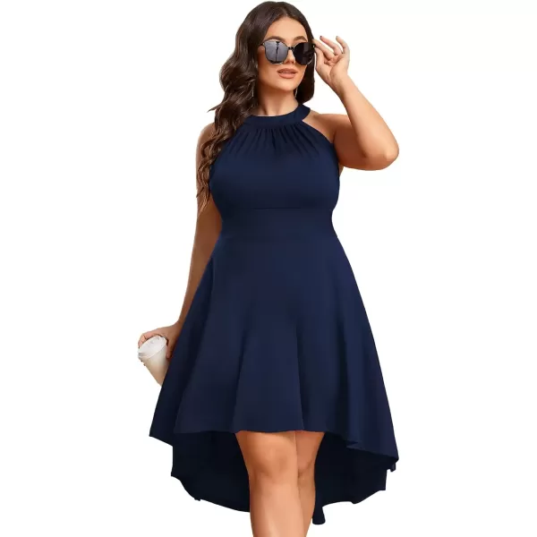 imageEverPretty Womens Summer ALine Halter Plus Size Sundresses Causal Cocktail Dress 01782PZNavy Blue