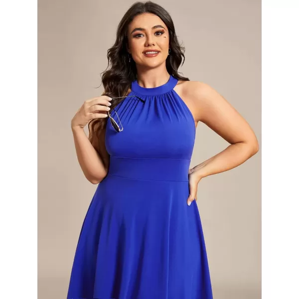 imageEverPretty Womens Summer ALine Halter Plus Size Sundresses Causal Cocktail Dress 01782PZSapphire Blue