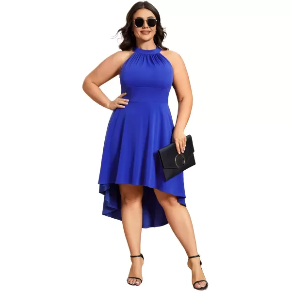 imageEverPretty Womens Summer ALine Halter Plus Size Sundresses Causal Cocktail Dress 01782PZSapphire Blue