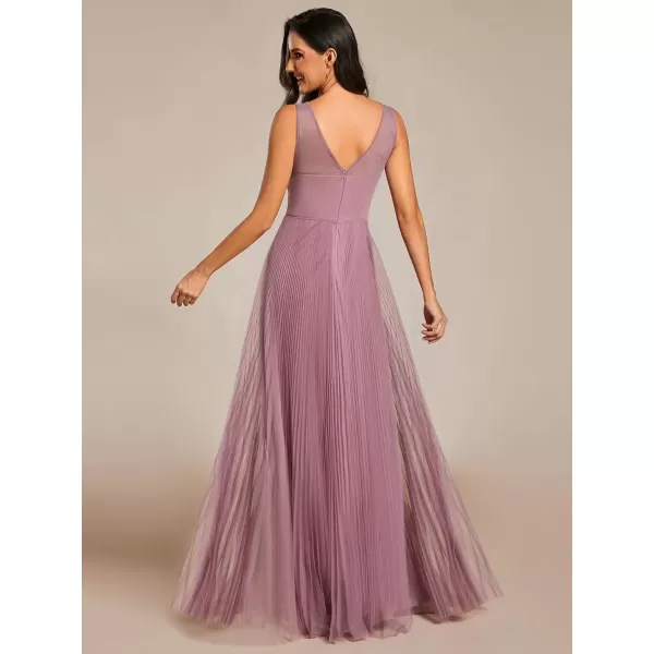 imageEverPretty Womens Trendy Tulle V Neck Appliques Pleated Evening Dresses 01983Orchid