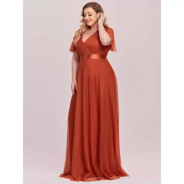 imageEverPretty Womens Double VNeck Empire Waist Front Wrap Plus Size Evening Dress 07962Burnt Orange