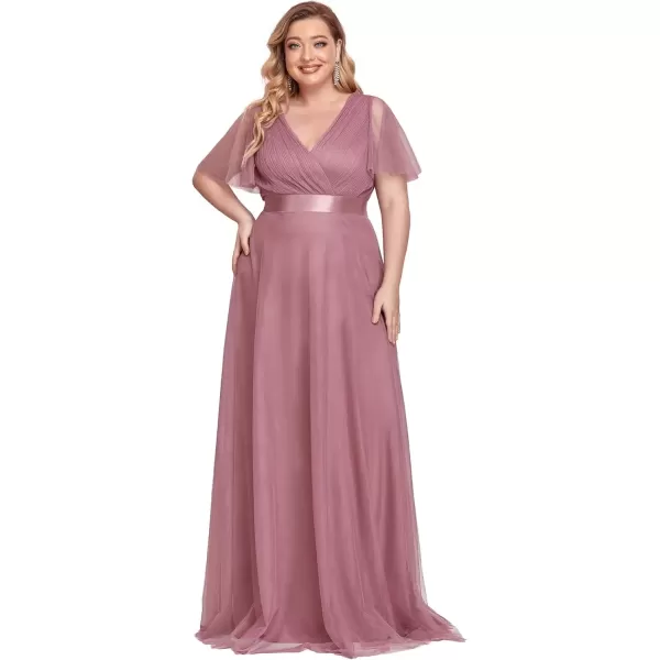 imageEverPretty Womens Double VNeck Empire Waist Front Wrap Plus Size Evening Dress 07962Orchid