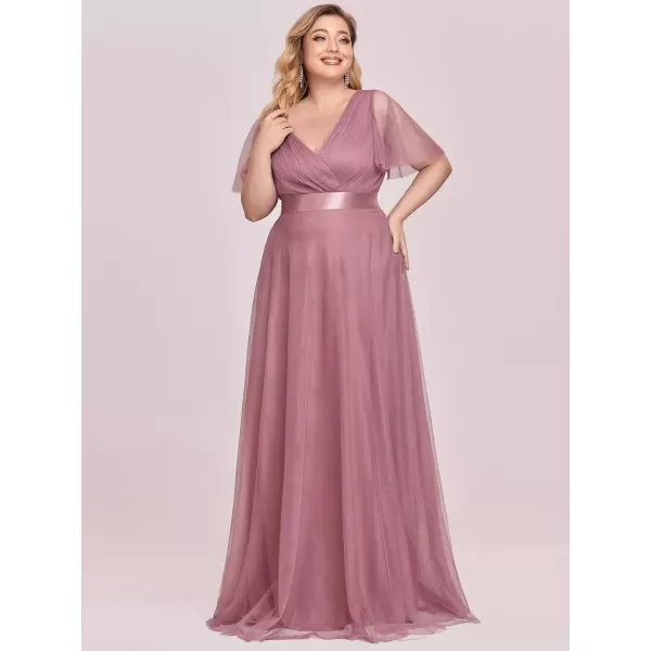 imageEverPretty Womens Double VNeck Empire Waist Front Wrap Plus Size Evening Dress 07962Orchid