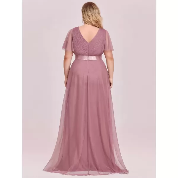 imageEverPretty Womens Double VNeck Empire Waist Front Wrap Plus Size Evening Dress 07962Orchid