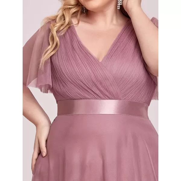 imageEverPretty Womens Double VNeck Empire Waist Front Wrap Plus Size Evening Dress 07962Orchid