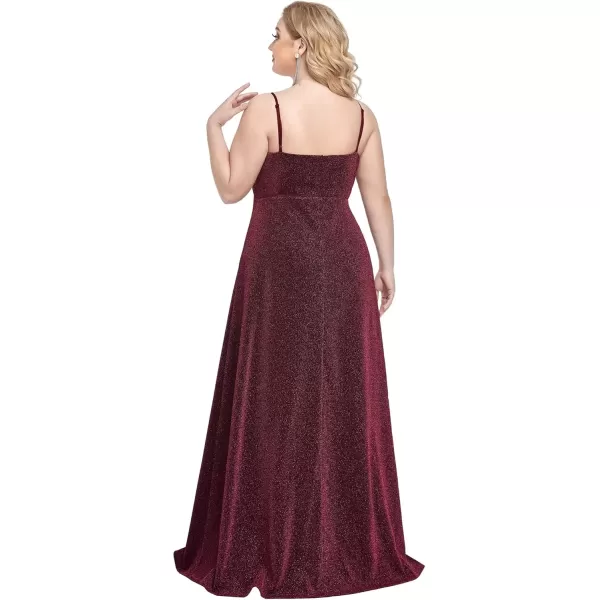 imageEverPretty Womens Glitter Side Slit Aline Plus Size Evening Dresses for Party 50120Burgundy