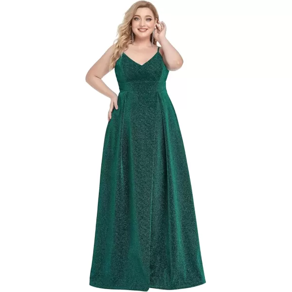 imageEverPretty Womens Glitter Side Slit Aline Plus Size Evening Dresses for Party 50120Green