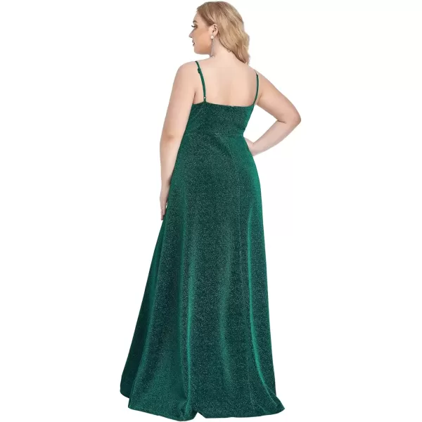 imageEverPretty Womens Glitter Side Slit Aline Plus Size Evening Dresses for Party 50120Green