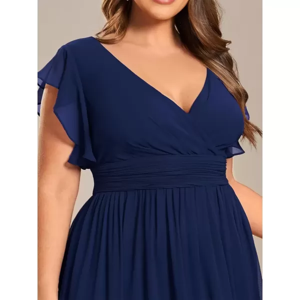 imageEverPretty Womens Plus Size Chiffon Ruffled Sleeves Back Cutout Bridesmaid Dresses 01819DANavy Blue