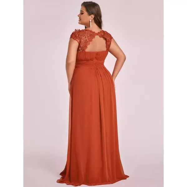 imageEverPretty Womens Plus Size Lace Cap Sleeve Long Formal Evening Dress Maxi Dresses 09993PZUSABurnt Orange