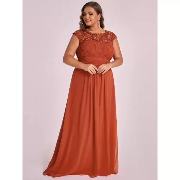 imageEverPretty Womens Plus Size Lace Cap Sleeve Long Formal Evening Dress Maxi Dresses 09993PZUSABurnt Orange