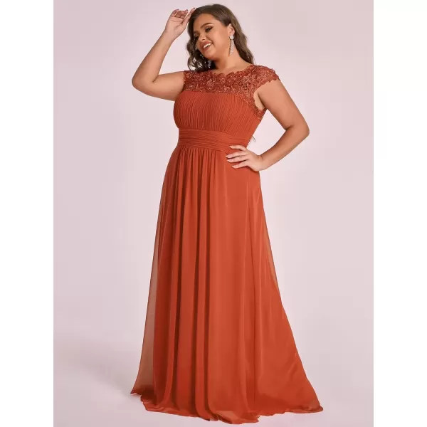 imageEverPretty Womens Plus Size Lace Cap Sleeve Long Formal Evening Dress Maxi Dresses 09993PZUSABurnt Orange