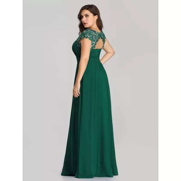 imageEverPretty Womens Plus Size Lace Cap Sleeve Long Formal Evening Dress Maxi Dresses 09993PZUSAGreen