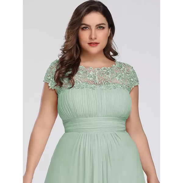 imageEverPretty Womens Plus Size Lace Cap Sleeve Long Formal Evening Dress Maxi Dresses 09993PZUSAMint Green