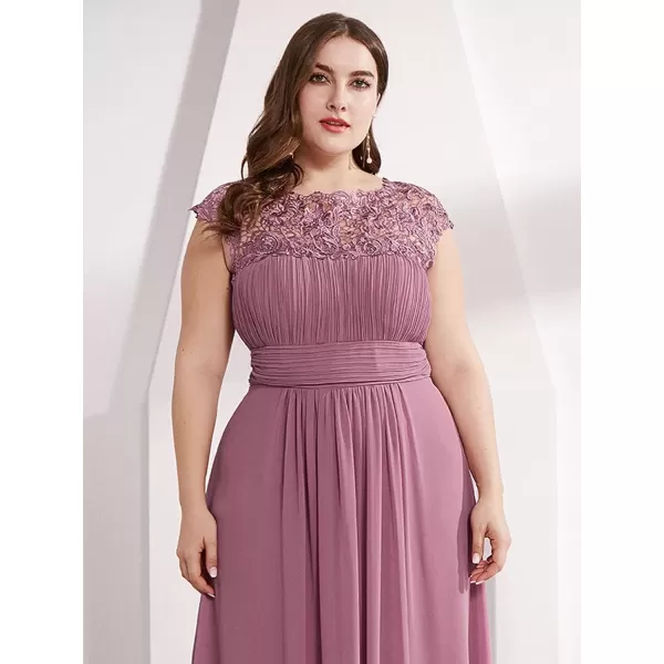 imageEverPretty Womens Plus Size Lace Cap Sleeve Long Formal Evening Dress Maxi Dresses 09993PZUSAOrchid