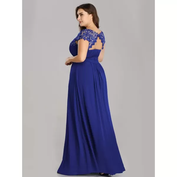 imageEverPretty Womens Plus Size Lace Cap Sleeve Long Formal Evening Dress Maxi Dresses 09993PZUSASapphire Blue