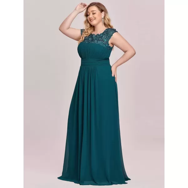 imageEverPretty Womens Plus Size Lace Cap Sleeve Long Formal Evening Dress Maxi Dresses 09993PZUSATeal