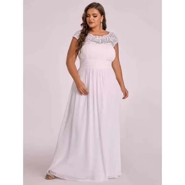 imageEverPretty Womens Plus Size Lace Cap Sleeve Long Formal Evening Dress Maxi Dresses 09993PZUSAWhite