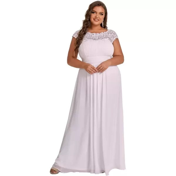 imageEverPretty Womens Plus Size Lace Cap Sleeve Long Formal Evening Dress Maxi Dresses 09993PZUSAWhite