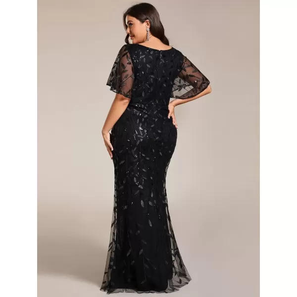 imageEverPretty Womens VNeck Curvy Embroidery Formal Dresses Plus Size Sequin Mother of The Bride Dresses 0692PZUSABlack