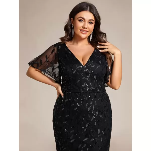 imageEverPretty Womens VNeck Curvy Embroidery Formal Dresses Plus Size Sequin Mother of The Bride Dresses 0692PZUSABlack