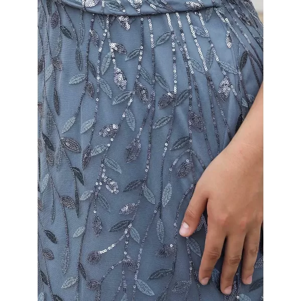 imageEverPretty Womens VNeck Curvy Embroidery Formal Dresses Plus Size Sequin Mother of The Bride Dresses 0692PZUSADusty Blue