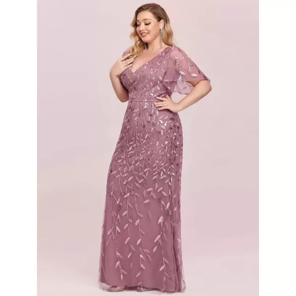 imageEverPretty Womens VNeck Curvy Embroidery Formal Dresses Plus Size Sequin Mother of The Bride Dresses 0692PZUSAOrchid