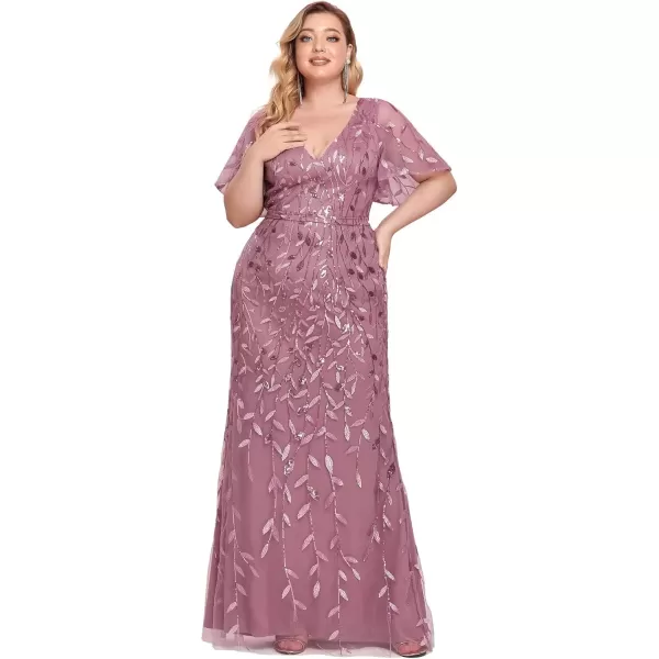 imageEverPretty Womens VNeck Curvy Embroidery Formal Dresses Plus Size Sequin Mother of The Bride Dresses 0692PZUSAOrchid