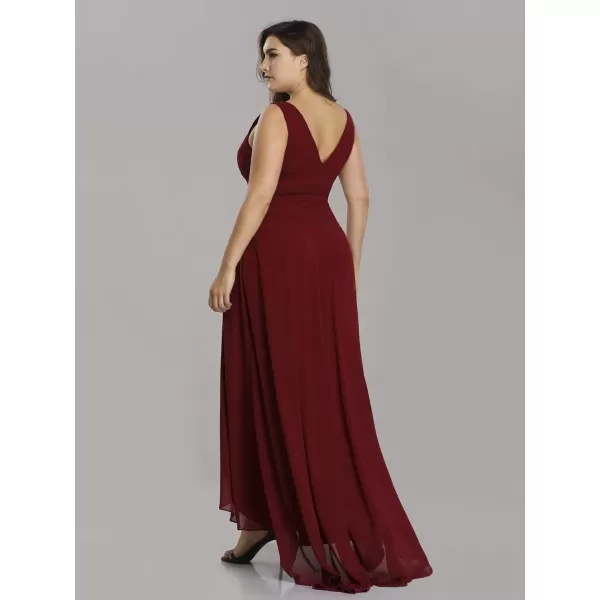 imageEverPretty Womens VNeck HighLow Wedding Party Bridesmaid Dresses Plus Size 09983Burgundy