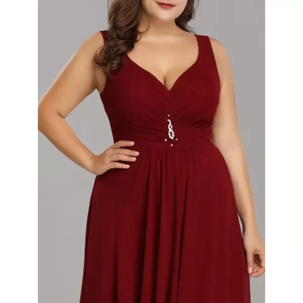 imageEverPretty Womens VNeck HighLow Wedding Party Bridesmaid Dresses Plus Size 09983Burgundy