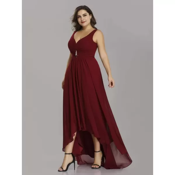 imageEverPretty Womens VNeck HighLow Wedding Party Bridesmaid Dresses Plus Size 09983Burgundy