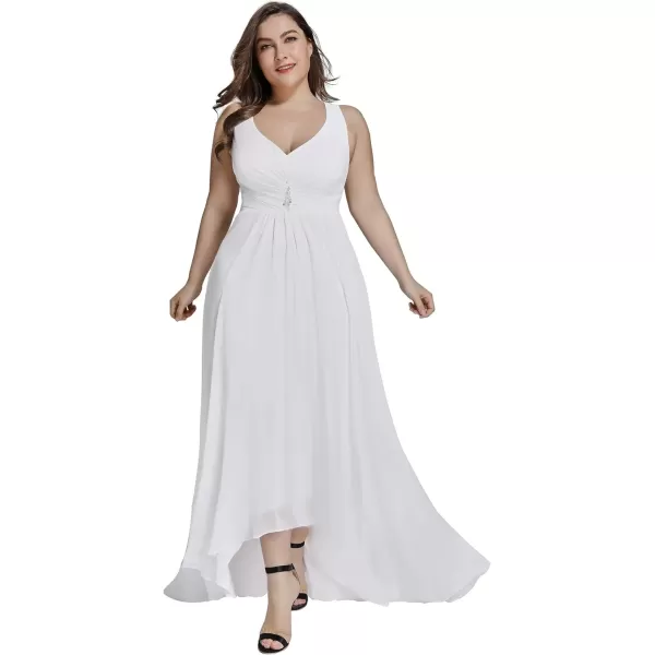 imageEverPretty Womens VNeck HighLow Wedding Party Bridesmaid Dresses Plus Size 09983White