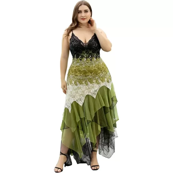 imageEverPretty Size Womens Tea Length Lace Aline Dress for Weddings Midi Plus Size Cocktail Dress Green US20