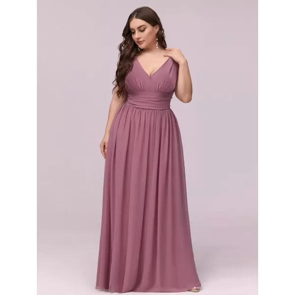 imageEverPretty V Neck Sleeveless Pleated Chiffon Maxi Plus Size Formal Dresses for Women Bridesmaid Dresses 09016DAOrchid