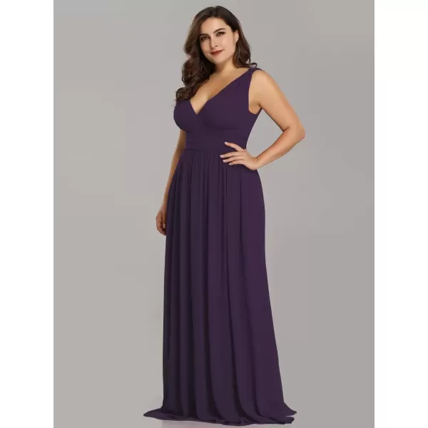 imageEverPretty V Neck Sleeveless Pleated Chiffon Maxi Plus Size Formal Dresses for Women Bridesmaid Dresses 09016DAPurple