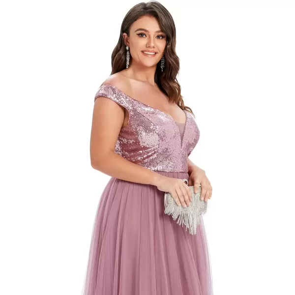 imageEverPretty Womens Plus Size V Neck Sequin Tulle A Line Formal Evening Dress 0277PZUSAOrchid