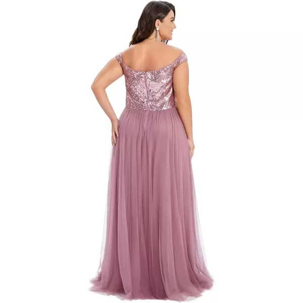 imageEverPretty Womens Plus Size V Neck Sequin Tulle A Line Formal Evening Dress 0277PZUSAOrchid