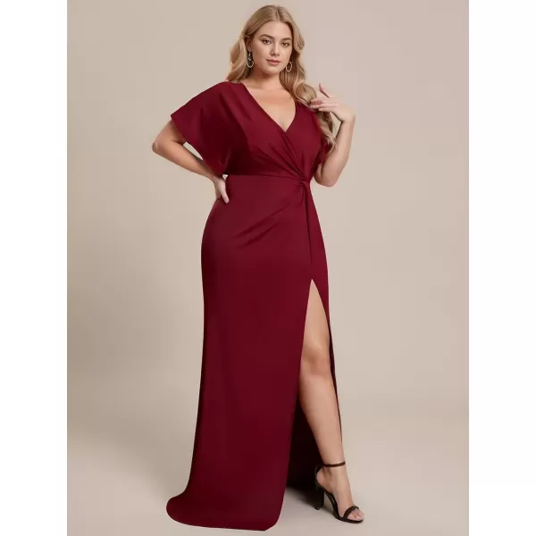 imageEverPretty Womens Sexy Hollow Out V Neck Sequin Split Plus Size Trendy Formal Dresses for Curvy Women 1777DAPHBurgundy