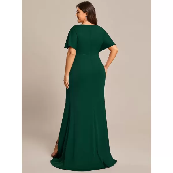 imageEverPretty Womens Sexy Hollow Out V Neck Sequin Split Plus Size Trendy Formal Dresses for Curvy Women 1777DAPHDark Green