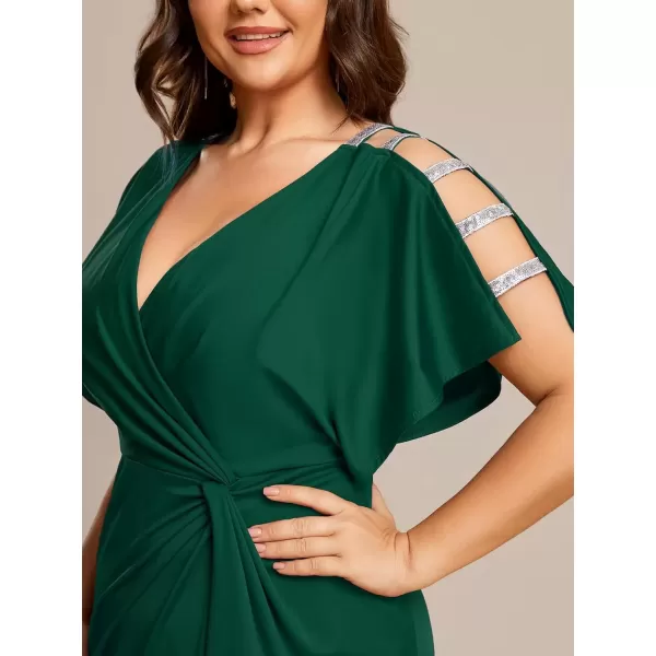 imageEverPretty Womens Sexy Hollow Out V Neck Sequin Split Plus Size Trendy Formal Dresses for Curvy Women 1777DAPHDark Green