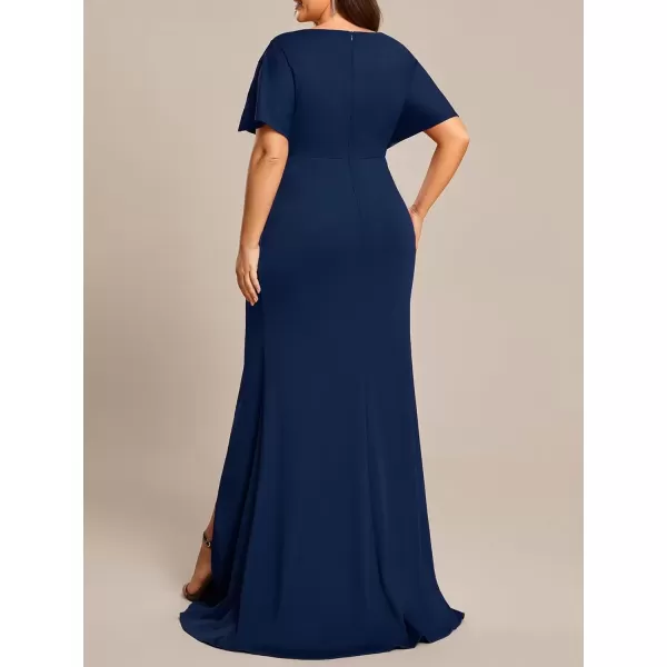 imageEverPretty Womens Sexy Hollow Out V Neck Sequin Split Plus Size Trendy Formal Dresses for Curvy Women 1777DAPHNavy Blue