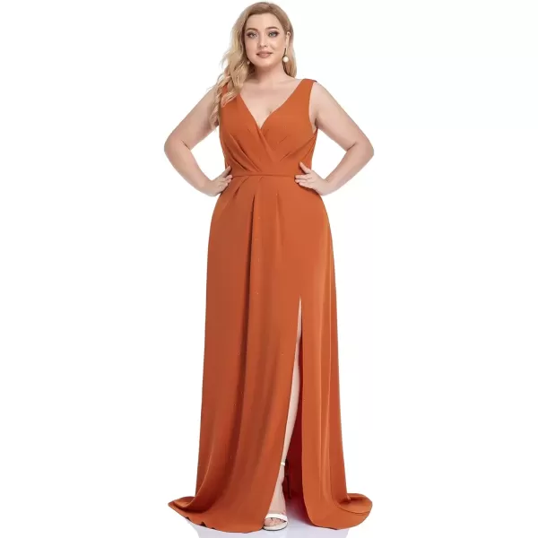 imageEverPretty Womens VNeck Glitter Dress Side Split Gliter Plus Size Semi Formal Dresses for Women 07505DABurnt Orange