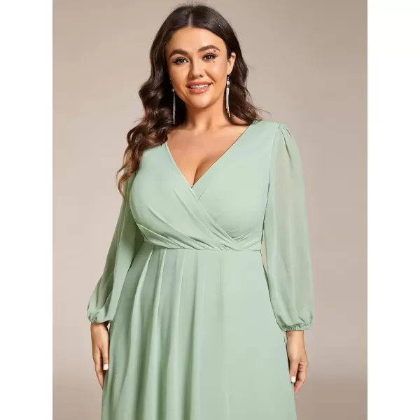 imageEverPretty Womens A Line Pleated V Neck Knee Length Plus Size Wedding Guest Dresses for Curvy Women 01926DAMint Green