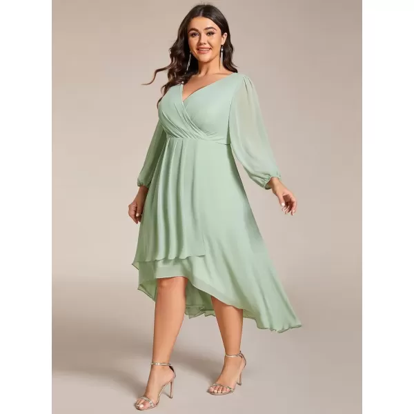 imageEverPretty Womens A Line Pleated V Neck Knee Length Plus Size Wedding Guest Dresses for Curvy Women 01926DAMint Green